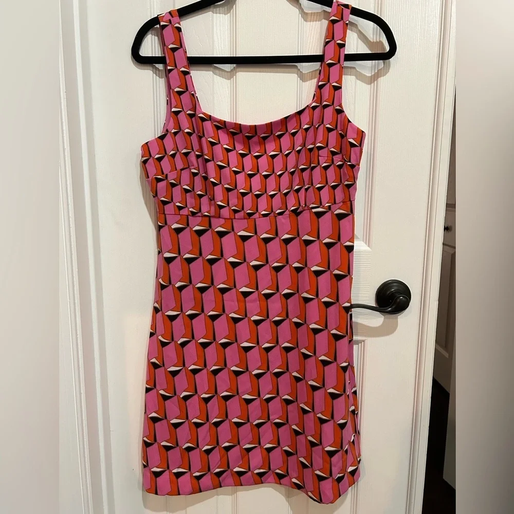 Diane Von Furstenberg Pink Geometric Tank Top Size 6 - Picture 4 of 7
